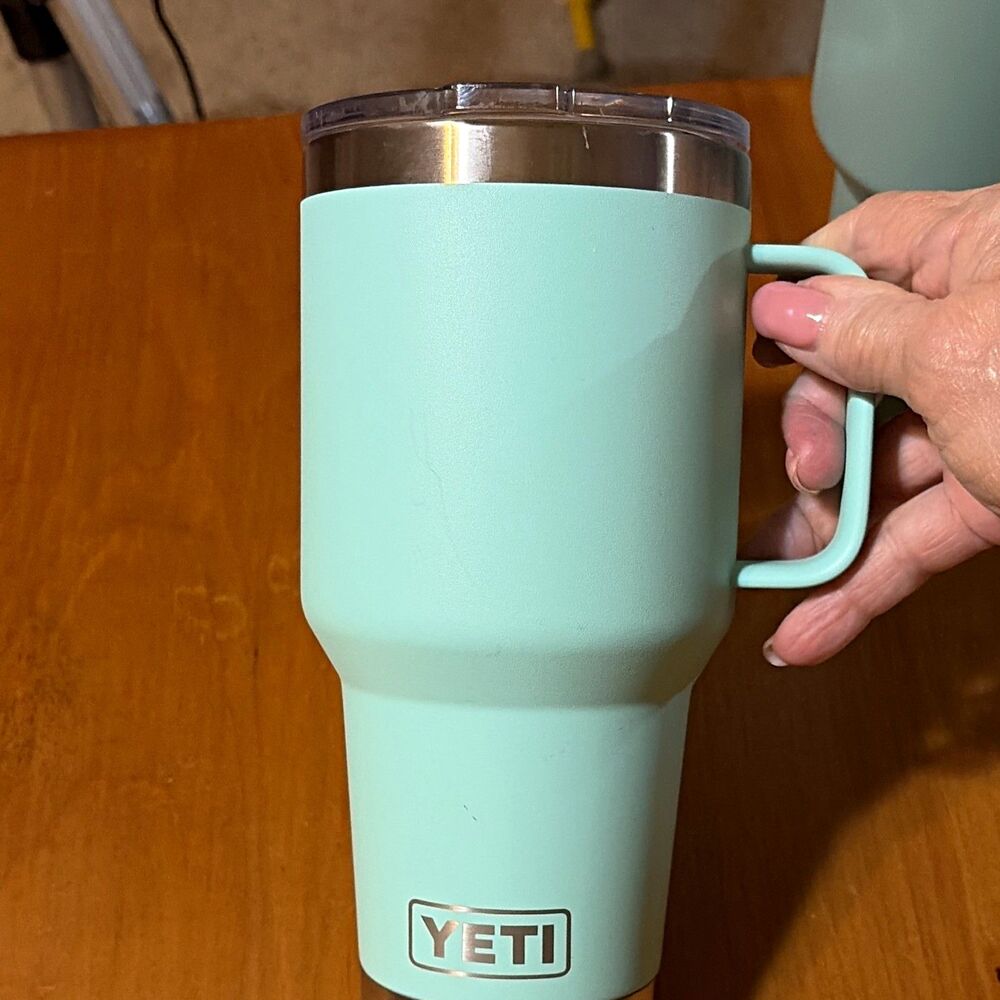 YETI Rambler 35 oz Stainless Steel Tumbler w/ Handle & Lid, Light Blue